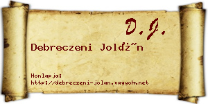 Debreczeni Jolán névjegykártya